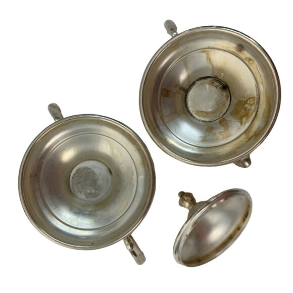 Vintage Silver Plated on Copper Cream & Sugar Set + Lid Marked 7271 Bridgerton - Picture 5 of 12